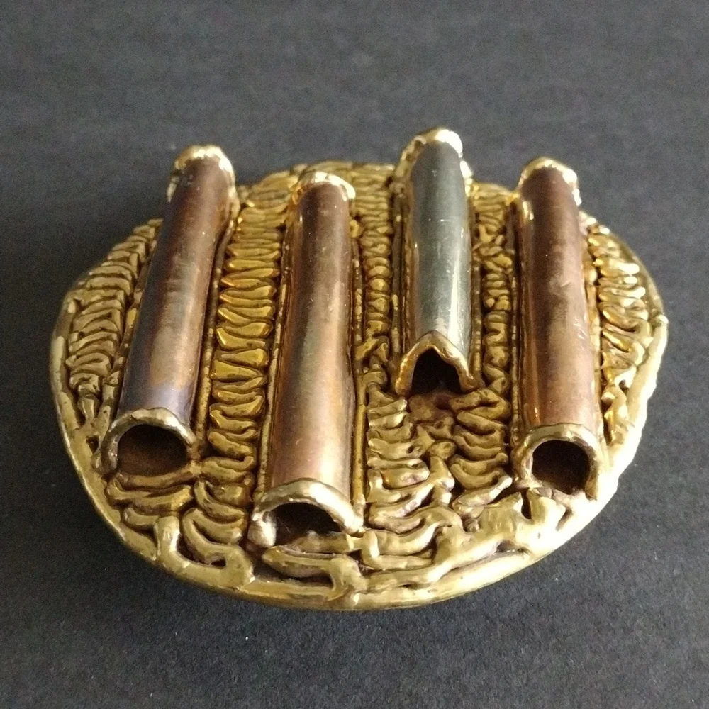 Mixed Metals Brutalist Belt Buckle Vintage